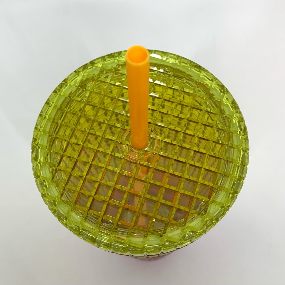Starbucks Limited Edition Yellow Pink Ombre Jewel Grid Tumbler 2022 Tall 24 oz - Picture 5 of 7